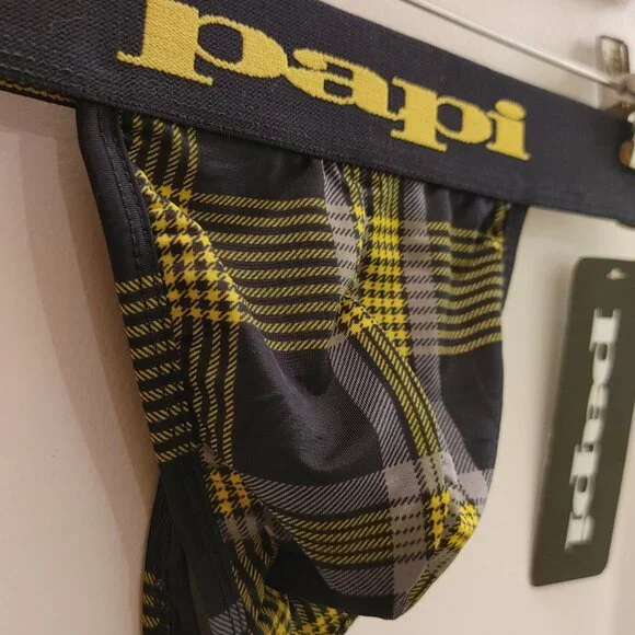 Papi Navy & Yellow Plaid Thong - Small - Picture 2 of 5